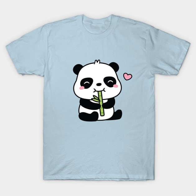 Cute Little Panda Munching On Bamboo Shoot T-Shirt by rustydoodle